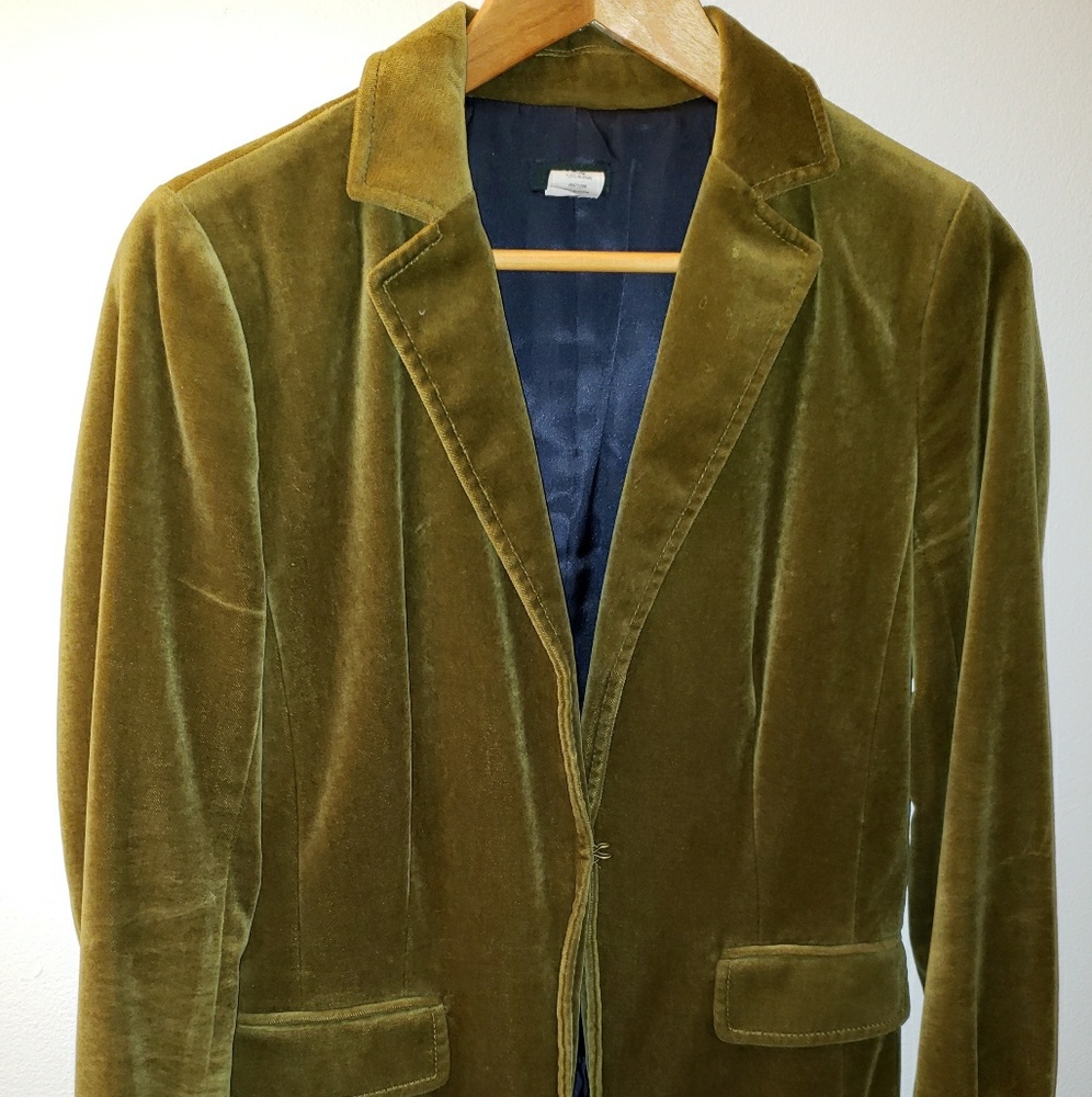 J. Crew Green velvet blazer